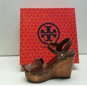 Tory Burch Tatum Afrikan Vegan leather Wedge Platform Sandals.